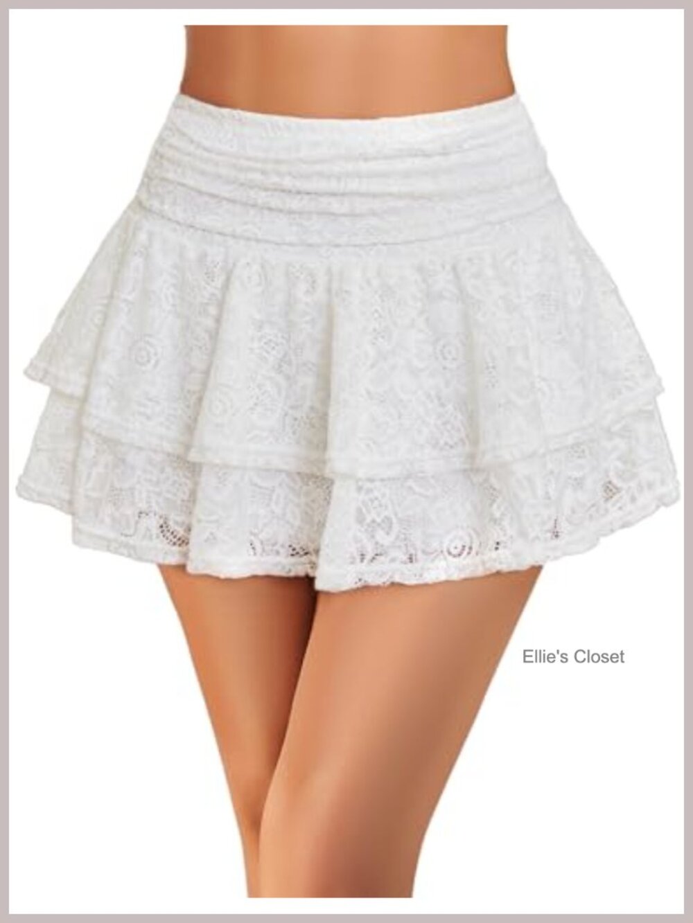 Pleated Mini Skirt Lace High Waisted Ruffles A-Line Flared Short Skirt